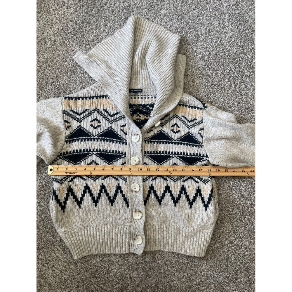 Who What Wear Fair Isle Cardigan Women S Oatmeal Sailor Collar Excellent Cropped - Picture 6 of 8